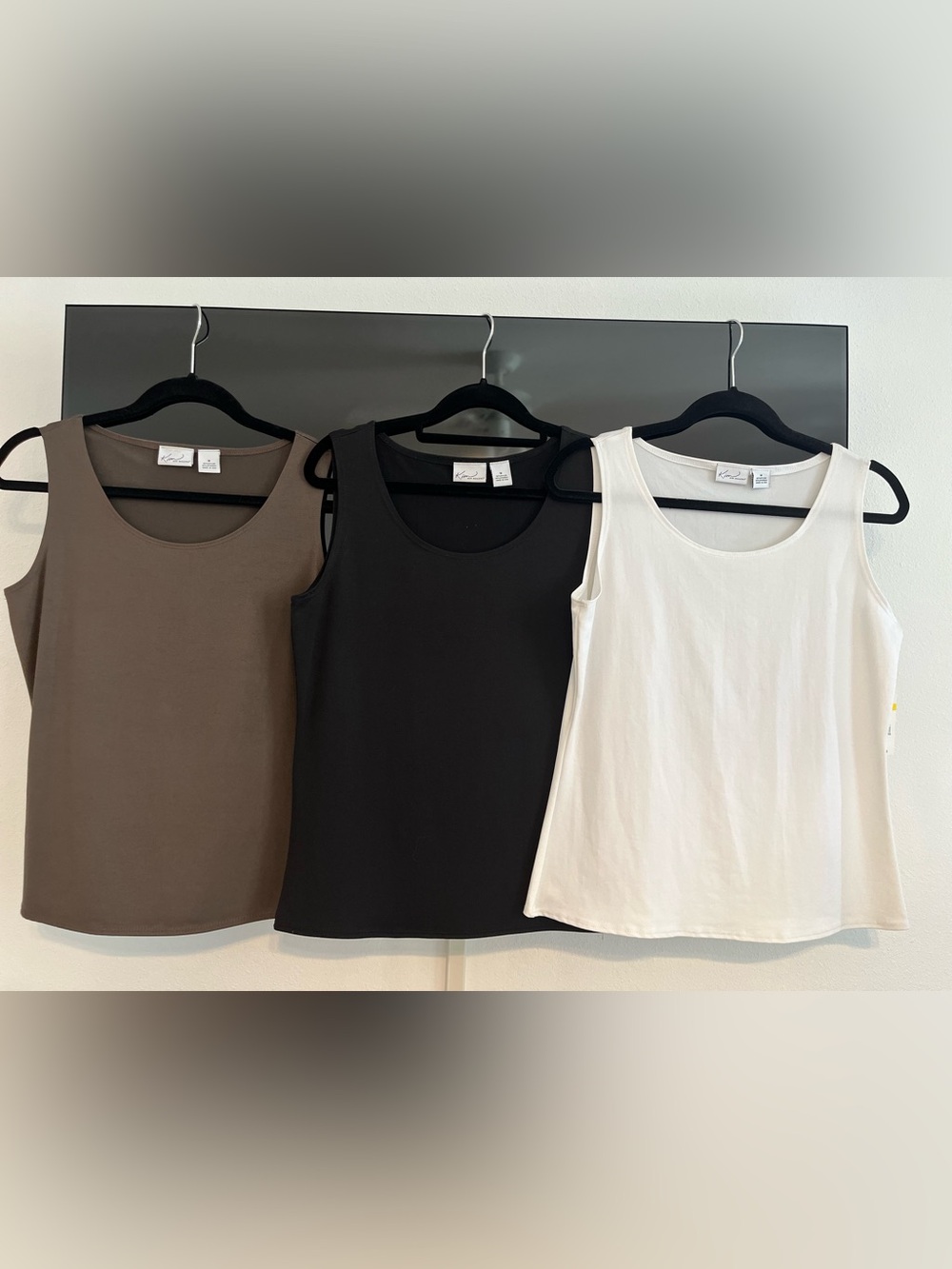 Kim Rogers Sleeveless Tank Set of 3 — Black, White & Brown
